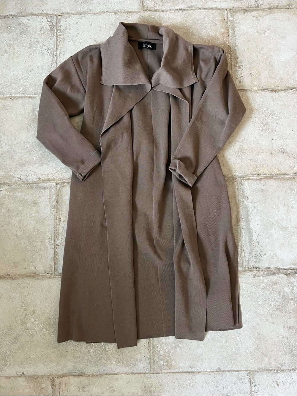 fab'rik Taupe Open Front Drape Coat